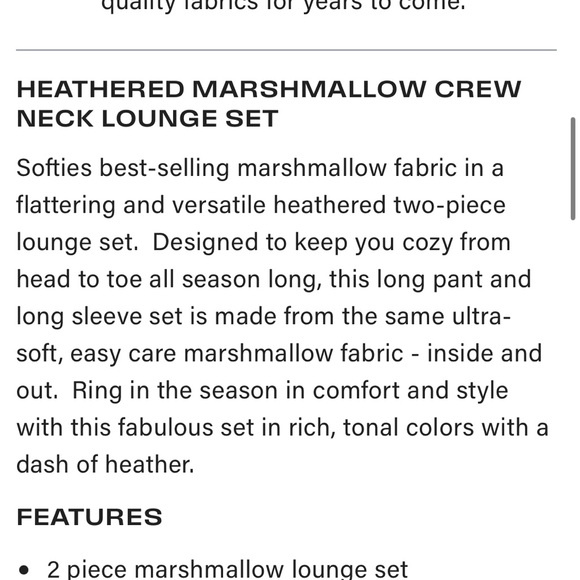 Softies Marshmallow Crew Neck Lounge Set - Picture 4 of 6